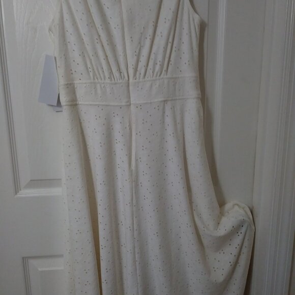 London Times Women's Inset Waist Midi Fit and Flare Dress - Picture 11 of 13